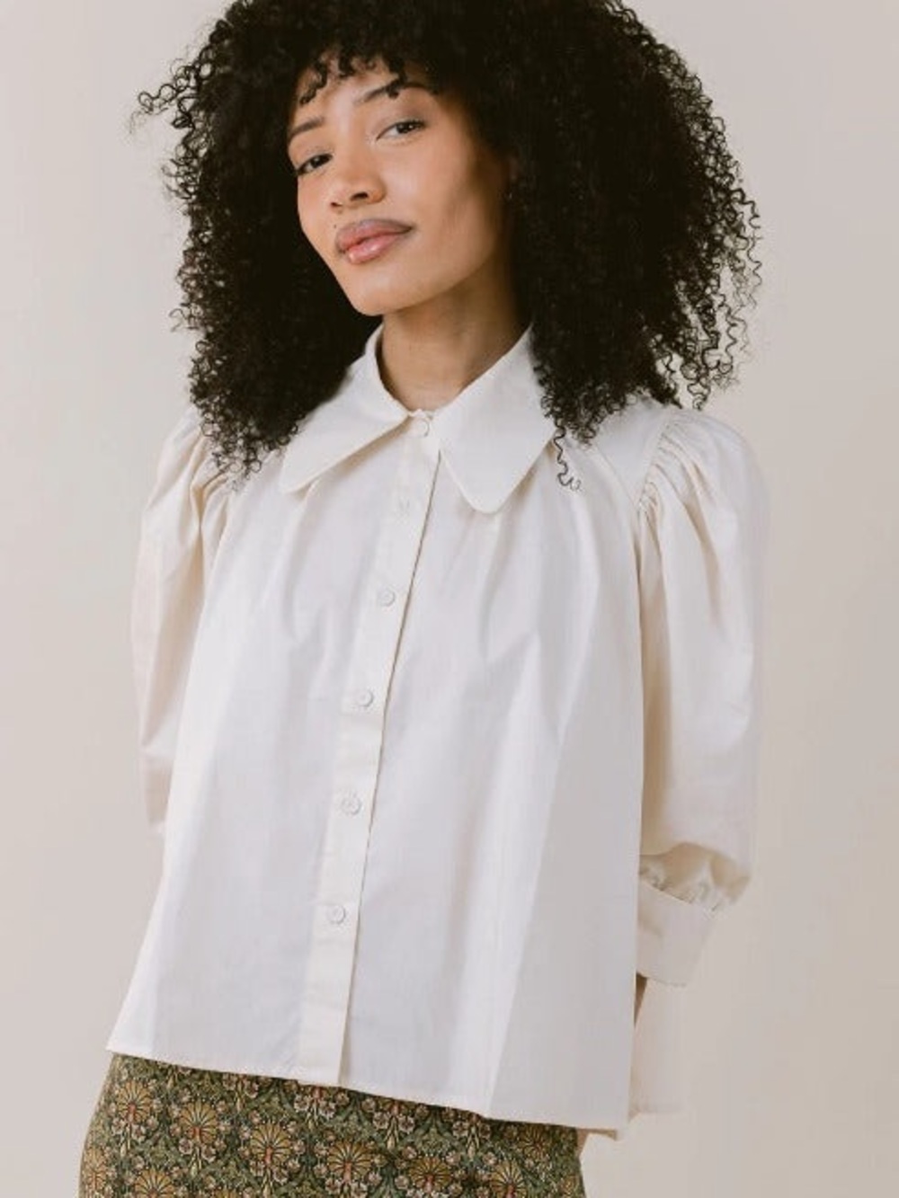 Laroque Reba blouse poplin structured with puff sleeves